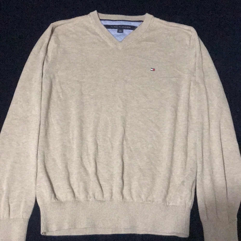 beige v-neck Tommy Hilfiger sweater